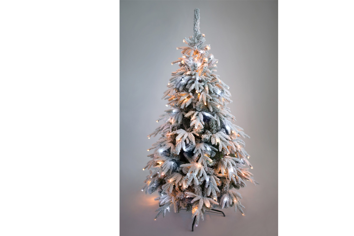 Искусственная ель "CRYSTAL TREES"  Маттерхорн заснеженная с вплетенной гирляндой 120 см