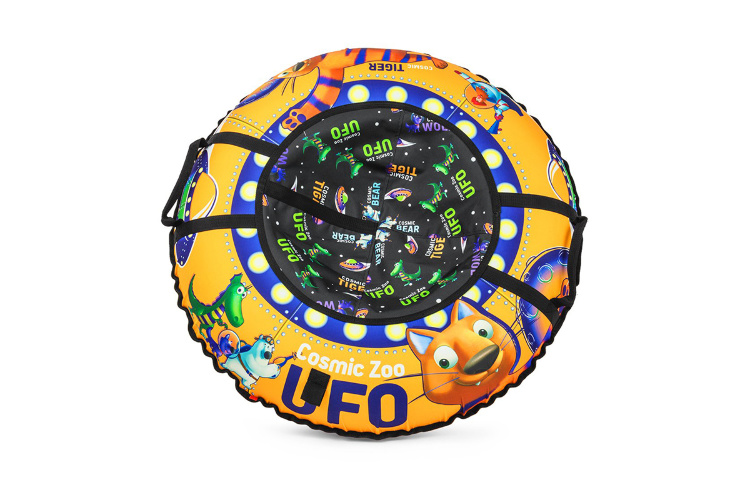 Надувные санки-ватрушка (тюбинг) Cosmic Zoo UFO (Оранжевый тигренок)